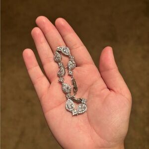 Silver Teardrop Bracelet with Sparkling Accents